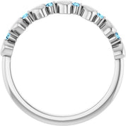 Sterling Silver Natural Aquamarine Heart Stackable Ring