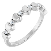 Sterling Silver .08 CTW Natural Diamond Heart Stackable Ring