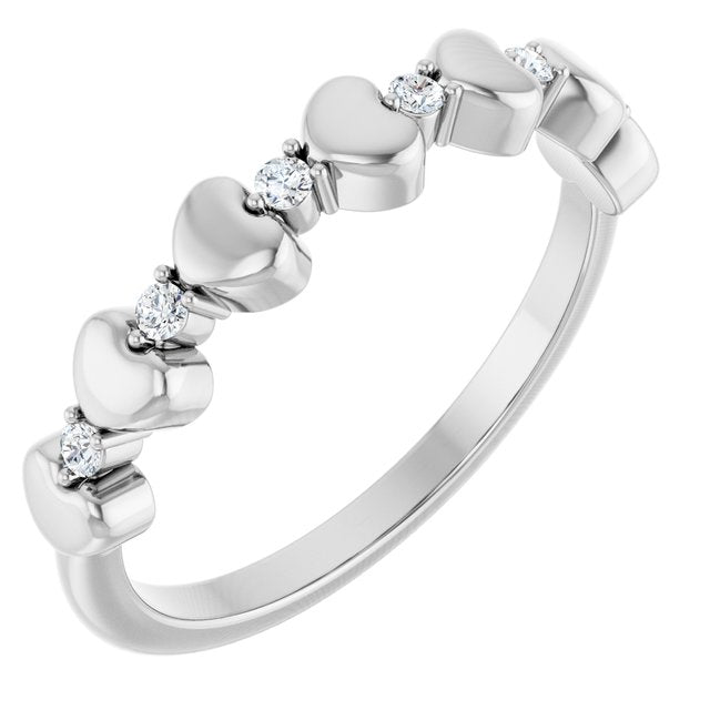 Sterling Silver .08 CTW Natural Diamond Heart Stackable Ring
