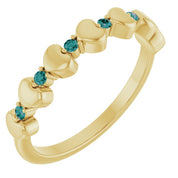 14K Yellow Natural Alexandrite Heart Stackable Ring