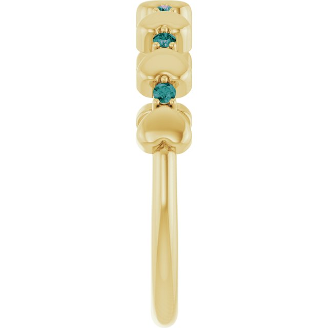 14K Yellow Natural Alexandrite Heart Stackable Ring