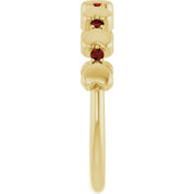 14K Yellow Natural Mozambique Garnet Heart Stackable Ring