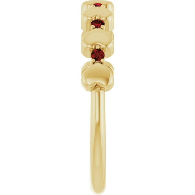 14K Yellow Natural Mozambique Garnet Heart Stackable Ring