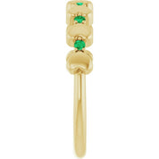 14K Yellow Natural Emerald Heart Stackable Ring