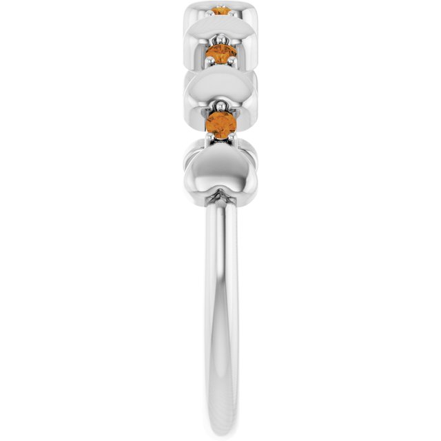 Sterling Silver Natural Citrine Heart Stackable Ring