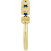 14K Yellow Natural Blue Sapphire Heart Stackable Ring