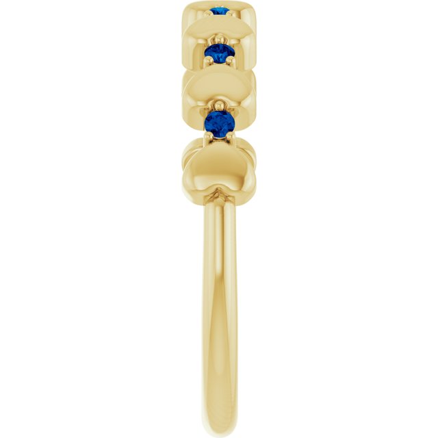 14K Yellow Natural Blue Sapphire Heart Stackable Ring