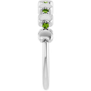 Sterling Silver Natural Peridot Heart Stackable Ring