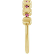 14K Yellow Natural Pink Tourmaline Heart Stackable Ring