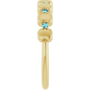 14K Yellow Natural Blue Zircon Heart Stackable Ring