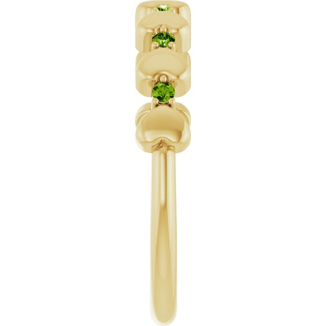 14K Yellow Natural Peridot Heart Stackable Ring