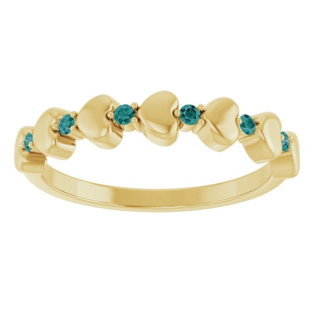 14K Yellow Natural Alexandrite Heart Stackable Ring