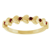 14K Yellow Natural Mozambique Garnet Heart Stackable Ring