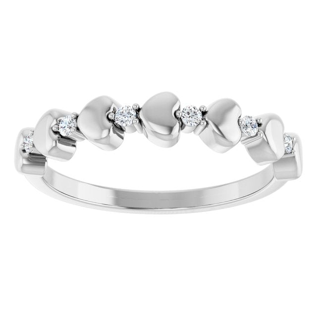Sterling Silver .08 CTW Natural Diamond Heart Stackable Ring