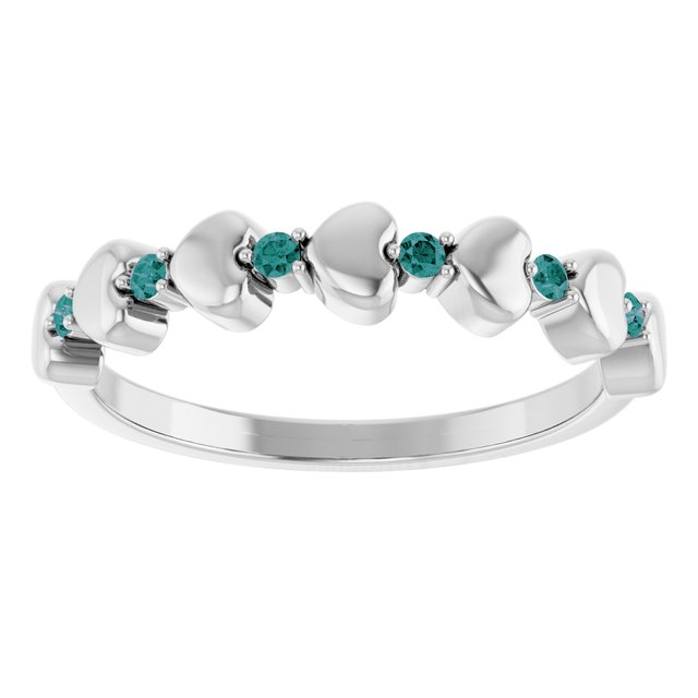 Platinum Natural Alexandrite Heart Stackable Ring