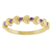 14K Yellow Natural Amethyst Heart Stackable Ring