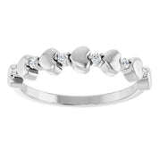 Platinum .08 CTW Natural Diamond Heart Stackable Ring