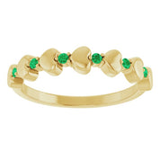 14K Yellow Natural Emerald Heart Stackable Ring