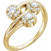 14K Yellow 3/8 CTW Natural Diamond Three-Stone Ring