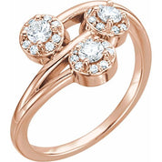 14K Rose 3/8 CTW Natural Diamond Three-Stone Ring