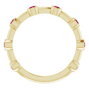 14K Yellow Natural Ruby Bezel-Set Bar Ring