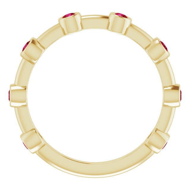14K Yellow Natural Ruby Bezel-Set Bar Ring