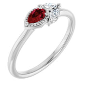 14K White Lab-Grown Ruby & 1/8 CTW Natural Diamond Ring