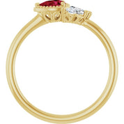 14K Yellow Natural Ruby & 1/8 CTW Natural Diamond Ring