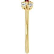 14K Yellow Natural Ruby & 1/8 CTW Natural Diamond Ring