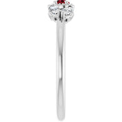 14K White Lab-Grown Ruby & 1/8 CTW Natural Diamond Ring
