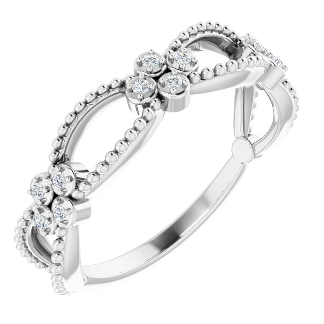 Sterling Silver .06 CTW Natural Diamond Stackable Bead Ring - Stylish Elegance