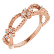 14K Rose Gold .06 CTW Natural Diamond Stackable Bead Ring - Perfect for Layering