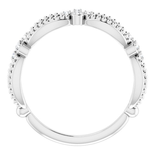 Sterling Silver .06 CTW Natural Diamond Stackable Bead Ring - Stylish Elegance
