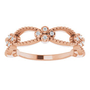 14K Rose Gold .06 CTW Natural Diamond Stackable Bead Ring - Perfect for Layering