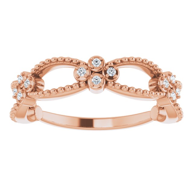 14K Rose Gold .06 CTW Natural Diamond Stackable Bead Ring - Perfect for Layering
