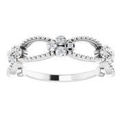 Sterling Silver .06 CTW Natural Diamond Stackable Bead Ring - Stylish Elegance