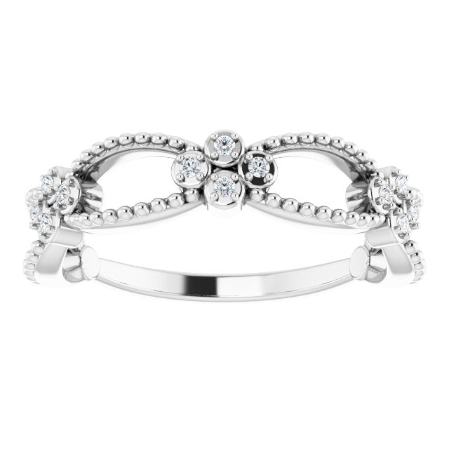 Sterling Silver .06 CTW Natural Diamond Stackable Bead Ring - Stylish Elegance