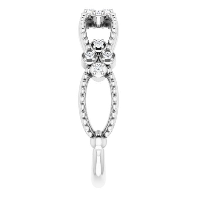 Sterling Silver .06 CTW Natural Diamond Stackable Bead Ring - Stylish Elegance