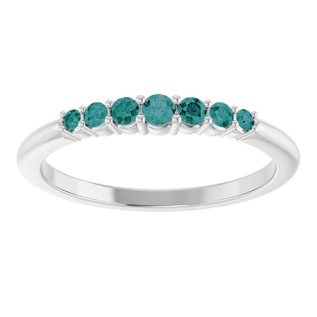 14K White Natural Alexandrite Stackable Ring - 72022:601:P