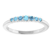 14K White Natural Aquamarine Stackable Ring - 72022:603:P