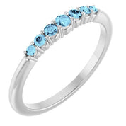 14K White Natural Aquamarine Stackable Ring - 72022:603:P