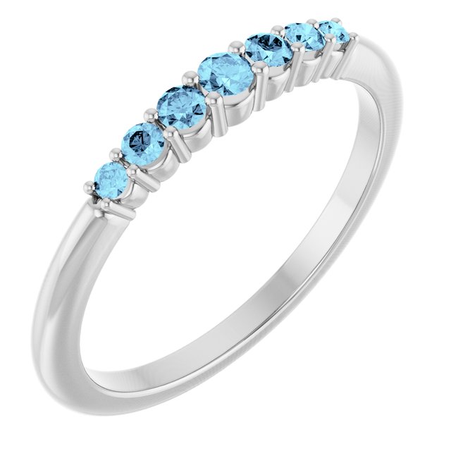 14K White Natural Aquamarine Stackable Ring - 72022:603:P