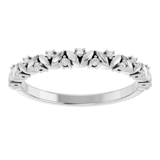Sterling Silver .08 CTW Natural Diamond Stackable Leaf Ring