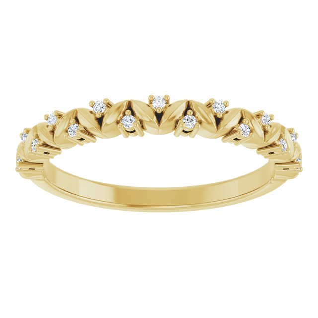14K Yellow .08 CTW Natural Diamond Stackable Leaf Ring