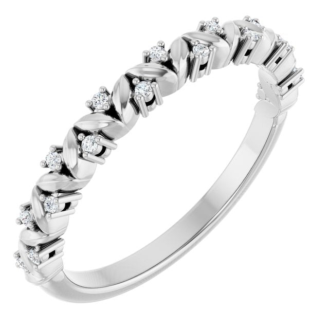Sterling Silver .08 CTW Natural Diamond Stackable Leaf Ring