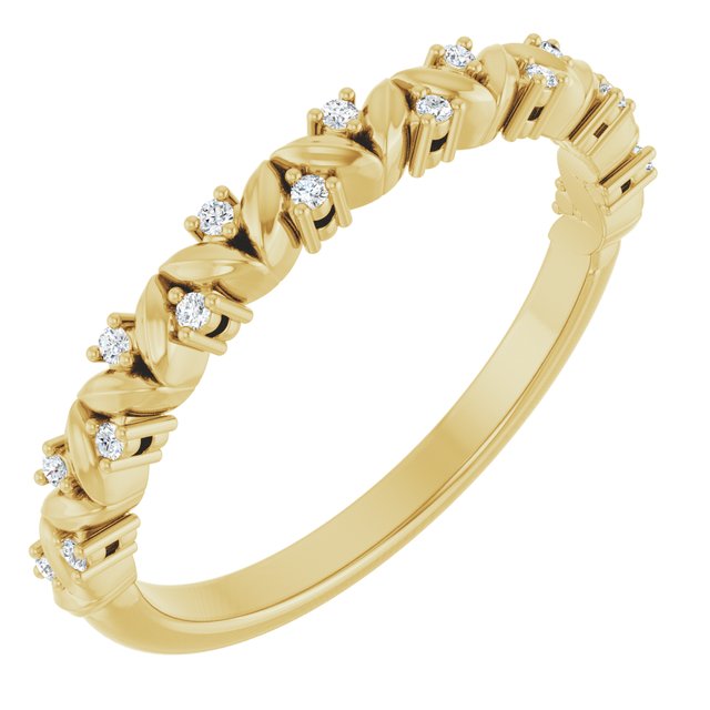 14K Yellow .08 CTW Natural Diamond Stackable Leaf Ring