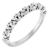 Platinum .08 CTW Natural Diamond Stackable Leaf Ring