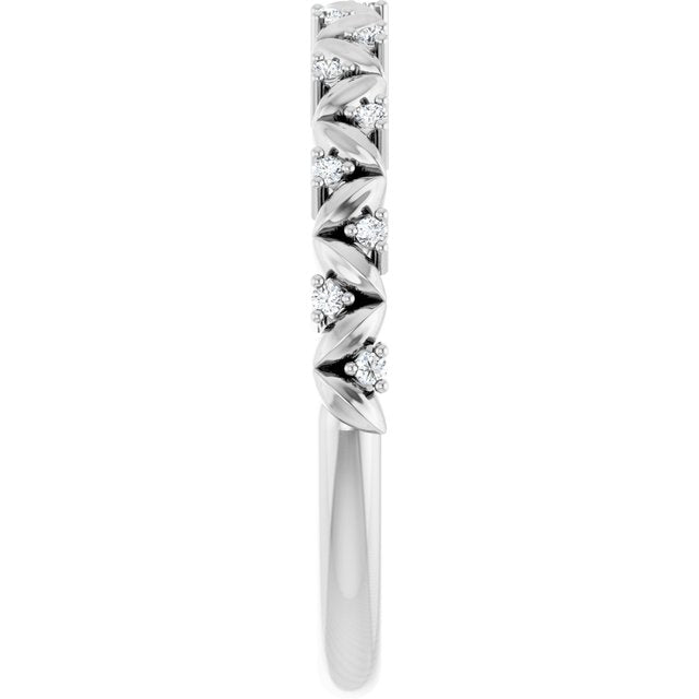 Sterling Silver .08 CTW Natural Diamond Stackable Leaf Ring