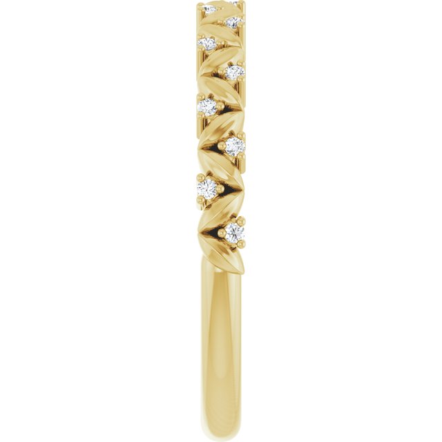 14K Yellow .08 CTW Natural Diamond Stackable Leaf Ring