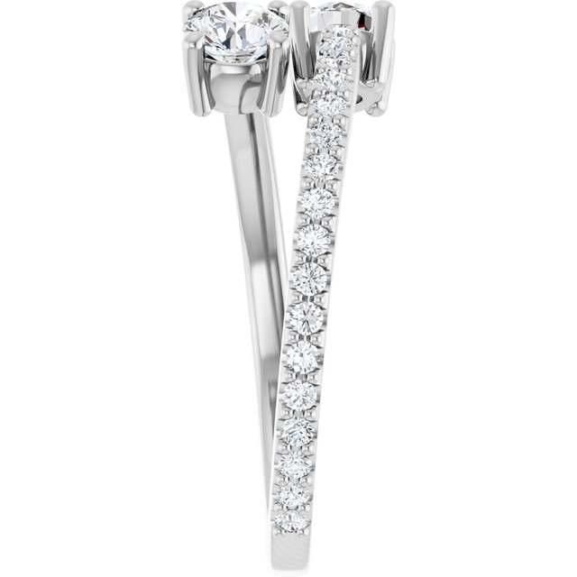 14K White 7/8 CTW Natural Diamond Two-Stone Ring